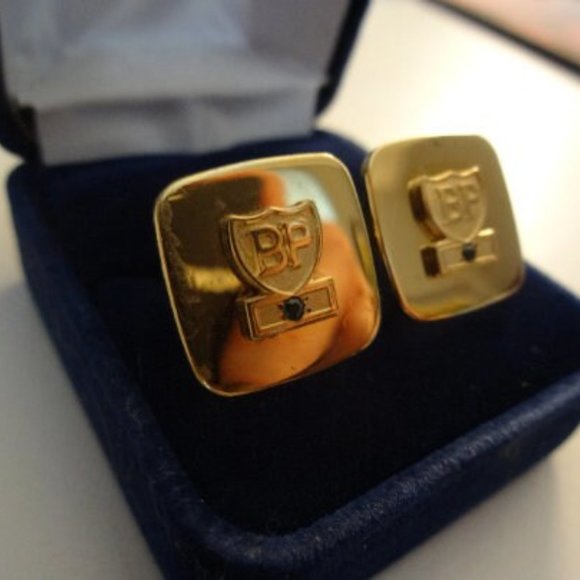 BP 14K cufflinks set with Emeralds, attachment 10k gold plated - Picture 2 of 4